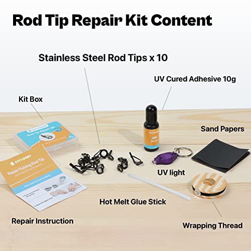 Fishing Rod Tip Repair Kit w/ Glue-Fishing Pole Tip Replacement w/ Fishing Rod Epoxy