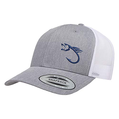 Embroidered Outdoor Fishing Hook Trucker Snapback Cap Mesh Back Men and Women