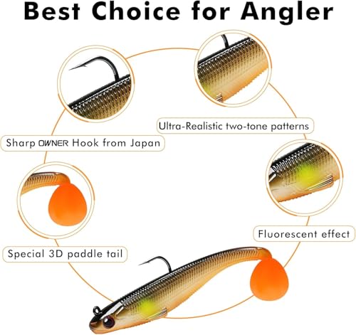 Pre-Rigged Soft Fishing Lures,Well-Made Easy Catching Lures for Family Fishing