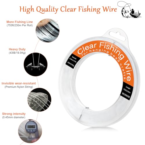 Clear Fishing Line Wire 755',Invisible Fishing Wire Nylon String