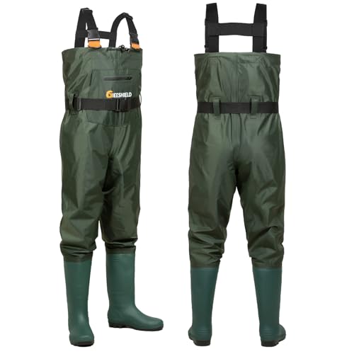 Chest Waders w/ Boots-Waterproof Lightweight 2-Ply Nylon/PVC for Men & Women Fishing