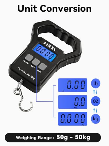 Fish Scale,110lb/50kg Digital Portable Hanging Fishing Weight Scale with Backlit LCD Display