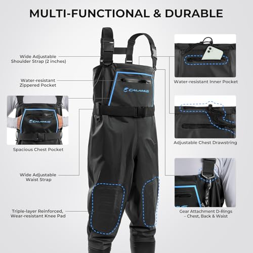 Fishing Waders for Men & Women, 100% Waterproof PVC Waders with Slip-Resistant Boots
