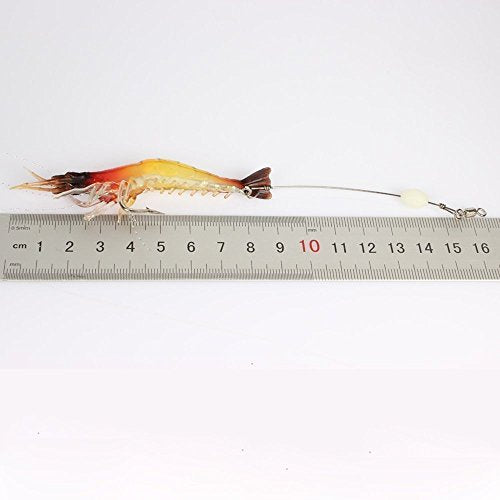 Soft Shrimp Lures,Fishing Saltwater Luminous Shrimp Bait Set Fishing Lures w/ Sharp Hooks