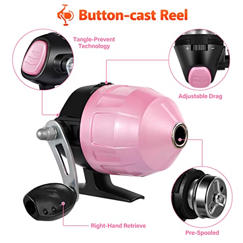 Kids Fishing Pole w/ Spincast Reel Telescopic Fishing Rod Combo Full Kits