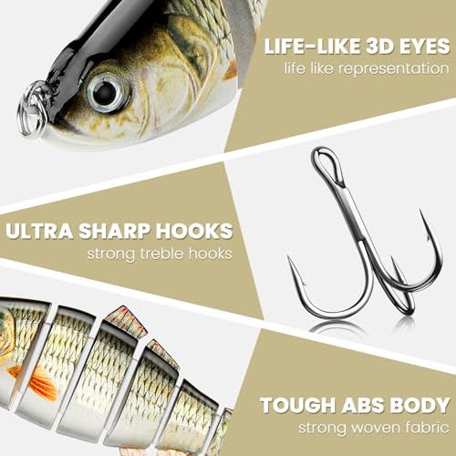 Bass Fishing Lure for Freshwater & Saltwater Lifelike Fishing Lures Multi Jointed Swimbait