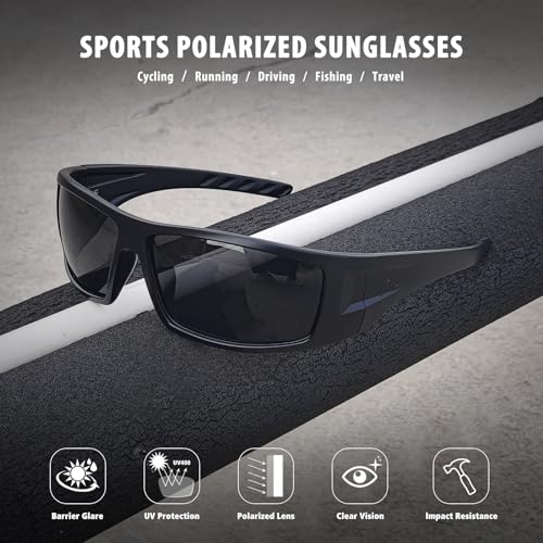 Polarized Sports Sunglasses for Men Women Unbreakable Frame Cycling Fishing