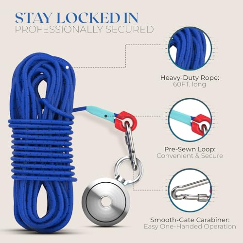 Magnet Fishing Kit,1325 lbs Double Sided Magnetic Fishing Kit w/ Rope