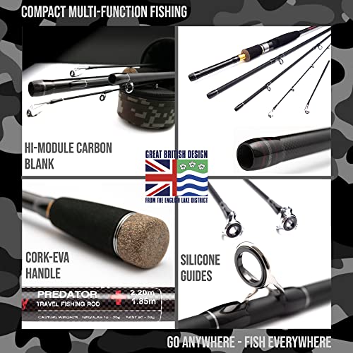 Spin-Baitcast Fishing Rods,Compact hi-Carbon rod w/ Max 15Kg