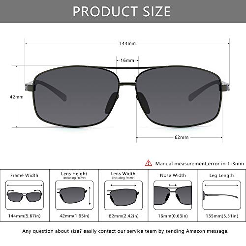 Ultra Lightweight Rectangular Polarized Sunglasses UV400 Protection