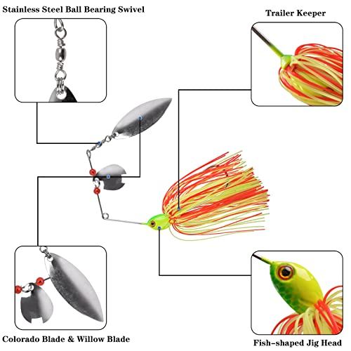 Fishing Lures Spinnerbait,Bass Fishing Lure Spinner Baits Kit Hard Metal