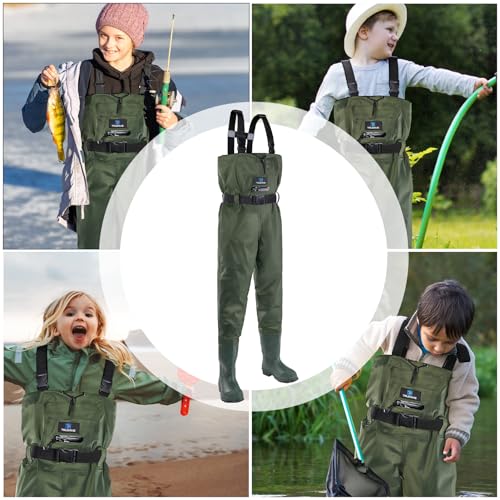Chest Waders for Kids, Waterproof Youth Waders with Boot, Nylon/PVC Waders for Fishing & Hunting