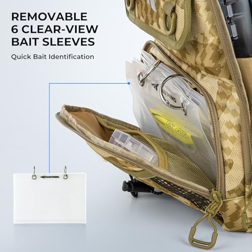 BaitSpace Fishing Sling Bag,Fishing Backpack w/ Rod & Beverage Holder