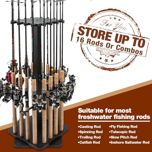 Fishing Rod Holders for Garage 360 Degree Rotating Fishing Pole Rack