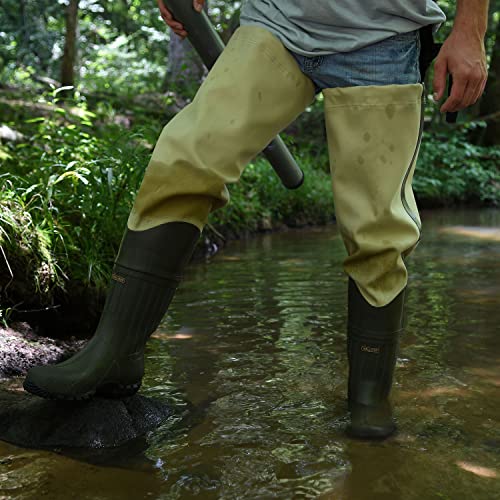 Bull Frogg 3-ply PVC Canvas Waterproof Fishing Bootfoot Hip Wader for Fishing-Size 9