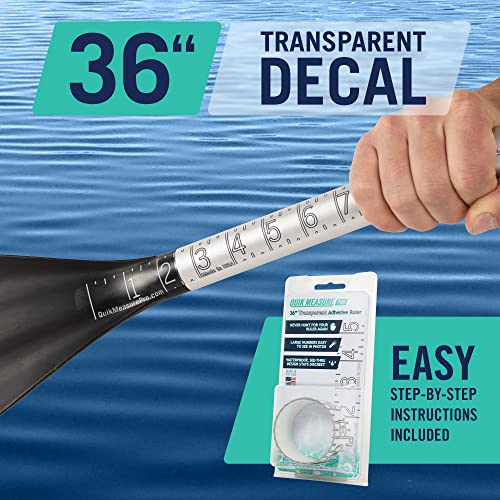 36" Fish Measuring Ruler Sticker | Waterproof Transparent Decal Tape | Made in USA