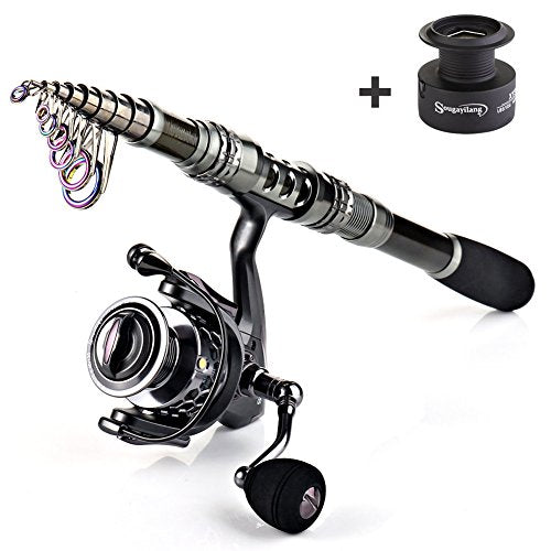 Fishing Rod Reel Combo w/ Telescopic Fishing Pole Spinning Reel Carrier Bag