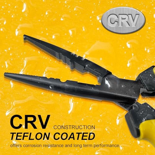 7" Fishing Pliers with Anti-rust Teflon coated, Freshwater/Saltwater Fishing Tools