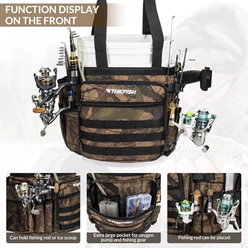 Fishing Bucket Organizer for 5gal Bucket,Ice Fishing Bucket Bag w/ Rod & Plier Holder