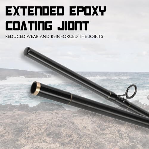 Carbon Fiber Surf Spinning Rod w/ Fuji Guides - Lightweight & Strong 2PC Pack