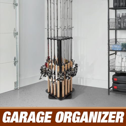 Fishing Rod Holders for Garage 360 Degree Rotating Fishing Pole Rack