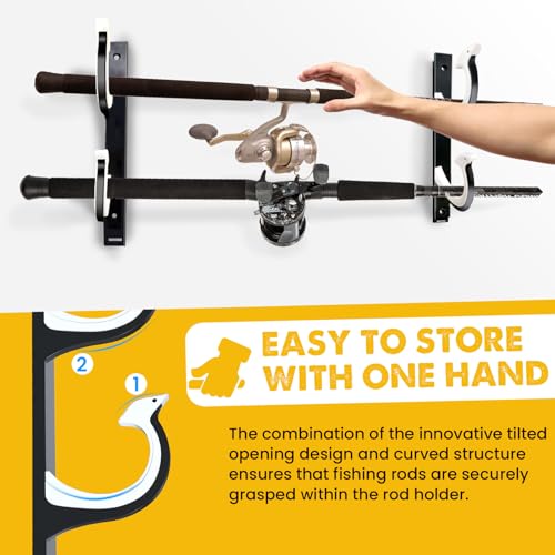 2pcs Horizontal Fishing Rod Holder for Garage Wall Ceiling Mount