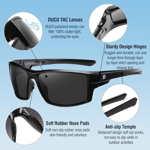 Polarized Sports Sunglasses for Men Women UV400 Protection Lightweight Frame for Fishing