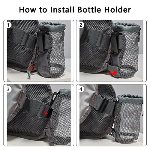 BASSDASH Fly Fishing Vest Adjustable Size with Detachable Water Bottle Holder for Men and Women FV07