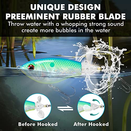 PoPobait w/ BKK Hooks,Top Water Popper Fishing Lures for Bass Walleye Pike