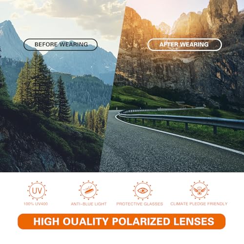 Polarized Sunglasses for Men TR90 UV400 Protection Sun Glasses-Wrap Around Goggles