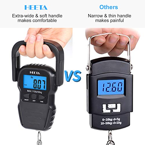 Fish Scale w/ Backlit LCD Display,Upto 110lb/50kg Digital Portable Hanging Fish Weight Scale