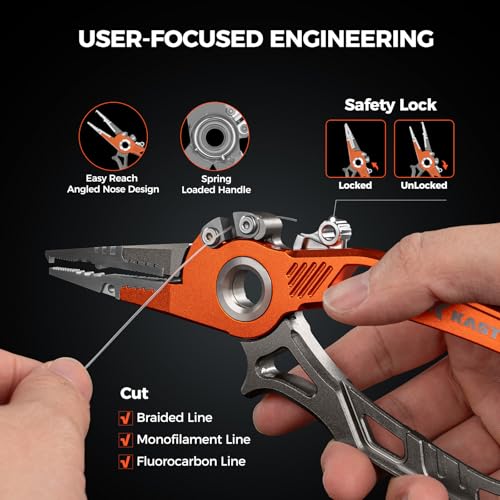 AlumaStream 7.5" Aluminum Fishing Pliers, Crossover Pliers, Wacky & Neko Rig Pliers