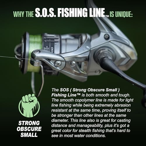 Trout S.O.S. Fishing Line - 350 Yard Spool, .16mm Diameter - Strongest Light Invisible Fishing Line