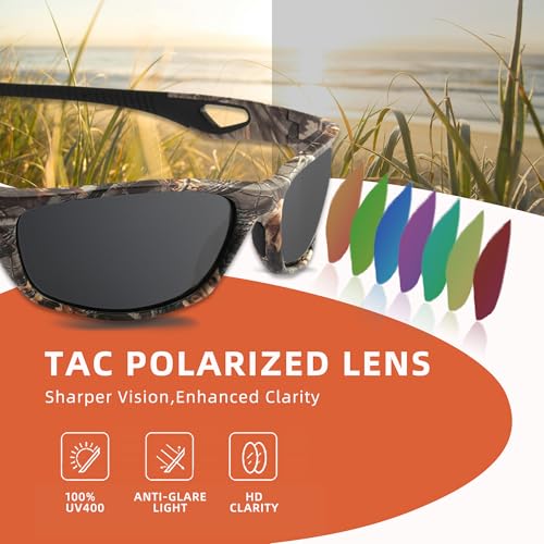 Camo Polarized Wrap-around Sport Sunglasses for Men Women UV400 Fishing