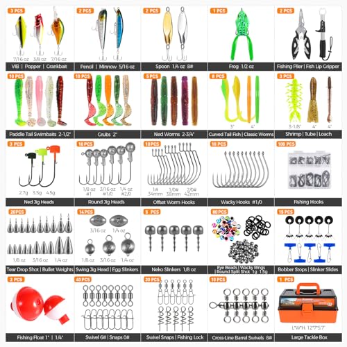 Large 3 Layers Tackle Box with Tackle,415Pcs Fishing Lures Kit
