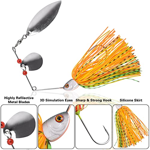 Fishing Lures Spinnerbait,Bass Fishing Lure Spinner Baits Kit Hard Metal