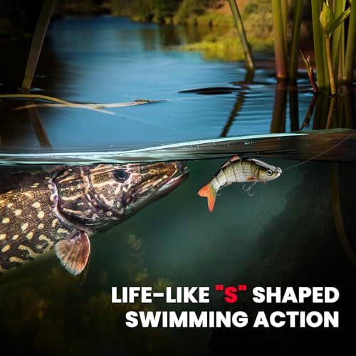 Bass Fishing Lure for Freshwater & Saltwater Lifelike Fishing Lures Multi Jointed Swimbait