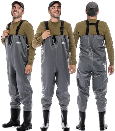 Chest Waders - 2-ply Nylon/PVC Waterproof Lightweight Fishing Waders w/ Boots