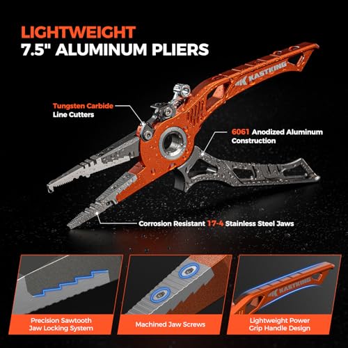 AlumaStream 7.5" Aluminum Fishing Pliers, Crossover Pliers, Wacky & Neko Rig Pliers