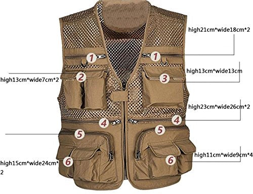 Mens Summer Outdoor Work Safari Fishing Travel Photo Vest with Pockets