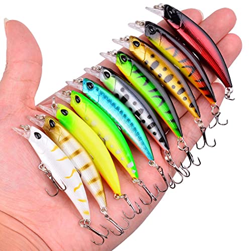 Fishing Lures Kit Mixed Including Minnow Popper Crank Baits with Hooks