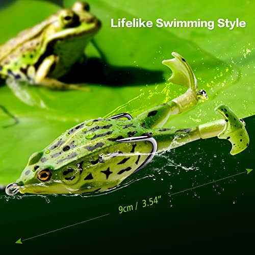 Topwater Frog Lure Bass Trout Fishing Lures Kit Set,Realistic Prop Frog Soft Swimbait