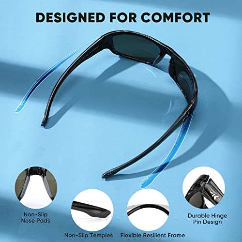Bifocal Polarized Sunglasses, Bi-Focal x1.5 Magnifications, Wrap Sport Reader Sunglasses