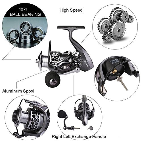 Fishing Reel 13+1BB Light Weight Ultra Smooth Aluminum Spinning Fishing Reel