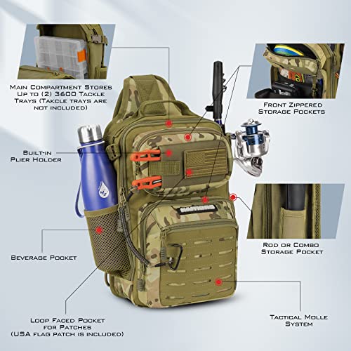 BlowBak Tactical Fishing Sling Tackle Bag-Lightweight Fishing Backpack for Gears