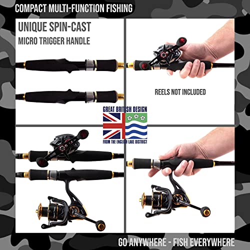 Spin-Baitcast Fishing Rods,Compact hi-Carbon rod w/ Max 15Kg