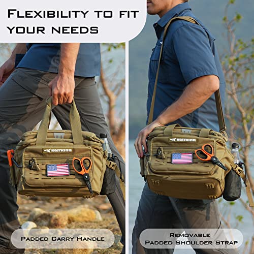 KastKing Karryall Fishing Tackle Bags for Saltwater or Freshwater Fishing  Water Resistant Material  Fishing Gear Storage  Medium Khaki