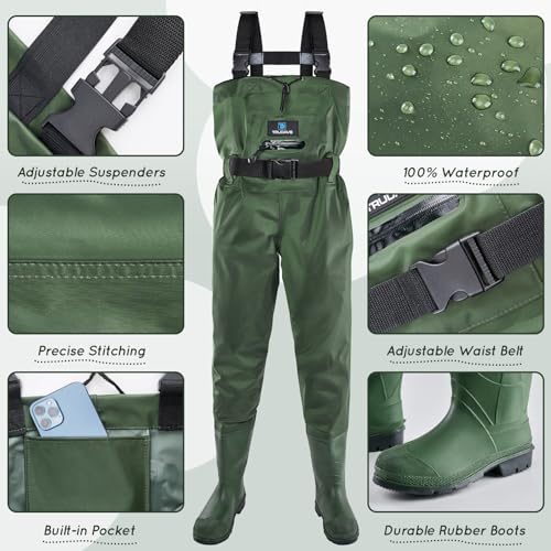 Chest Waders for Kids, Waterproof Youth Waders with Boot, Nylon/PVC Waders for Fishing & Hunting