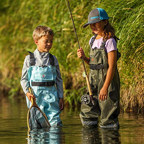 Kids Chest Waders,Youth Fishing Waders w/ Boots & Reflect Safety Band for Toddler