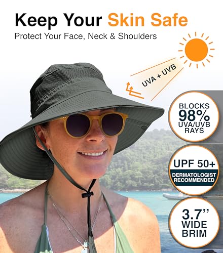 GearTOP Fishing Hat UPF 50 Wide Brim Sun Hat for Women Mens Sun Hat with UV Protection Safari Hats and Hiking Hats for Men